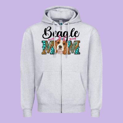 Western Beagle Mom Zipper Hoodie Designed By Ranaportraitstore