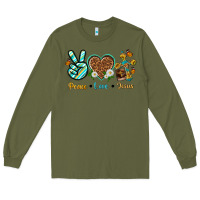 Army Green peace love jesus Long Sleeve Tee - texasbilliewilder