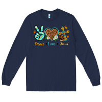 Navy peace love jesus Long Sleeve Tee - texasbilliewilder