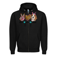Black peace love beagle Zipper Hoodie - RanaPortraitStore