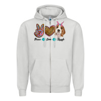 Dove Grey peace love beagle Zipper Hoodie - RanaPortraitStore