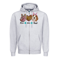 Heather Grey peace love beagle Zipper Hoodie - RanaPortraitStore