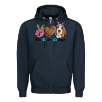 Navy peace love beagle Zipper Hoodie - RanaPortraitStore
