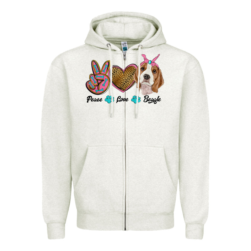 Peace Love Beagle Zipper Hoodie by RanaPortraitStore | Teevron