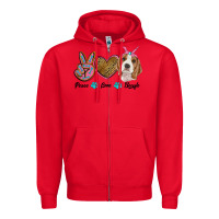 Red peace love beagle Zipper Hoodie - RanaPortraitStore