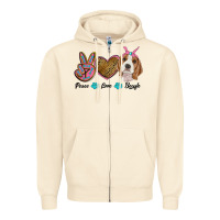 Sandshell peace love beagle Zipper Hoodie - RanaPortraitStore