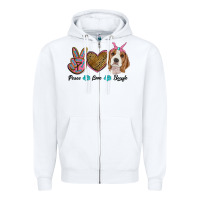 White peace love beagle Zipper Hoodie - RanaPortraitStore