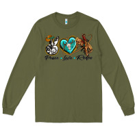 Army Green peace love rodeo Long Sleeve Tee - texasbilliewilder