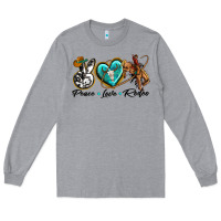 Heather Grey peace love rodeo Long Sleeve Tee - texasbilliewilder