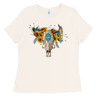 Bone boho bull skull Ladies Tee - BarkalooDesign
