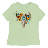 Matcha boho bull skull Ladies Tee - BarkalooDesign