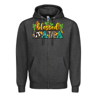 Charcoal Heather blessed mama Zipper Hoodie - Zillion Design Studio
