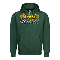 Sports Green blessed mama Zipper Hoodie - Zillion Design Studio