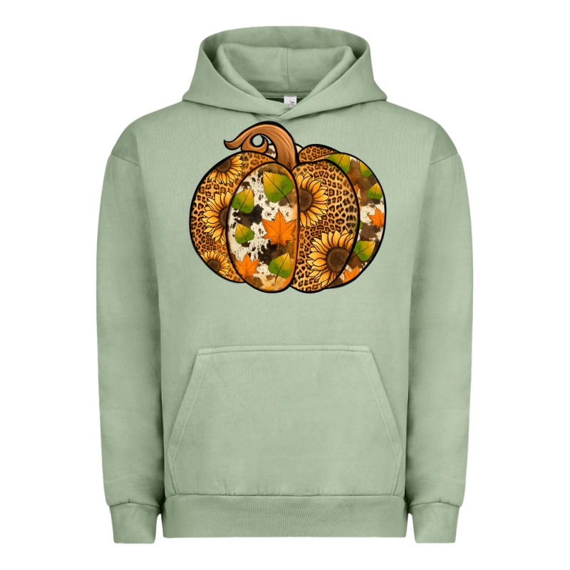 Leopard Cowhide Sunflower Pumpkin Urban Hoodie by NancyCooperArtShop | Teevron