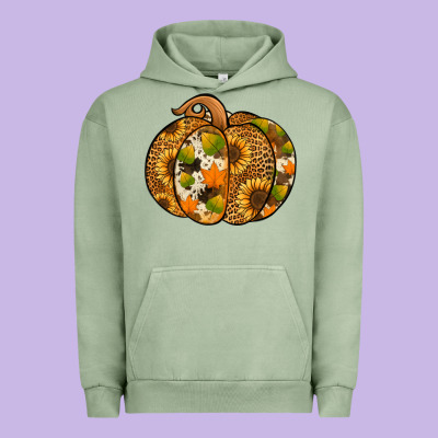Leopard Cowhide Sunflower Pumpkin Urban Hoodie Designed By Nancycooperartshop