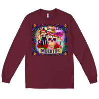Burgundy dia de los muertos Long Sleeve Tee - Zillion Design Studio