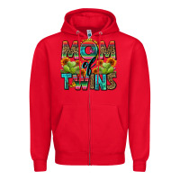 Red mom of twins Zipper Hoodie - Zillion Design Studio