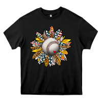 Black Baseball Sunflower Heavy Core Tee - CowhideDigitalArt