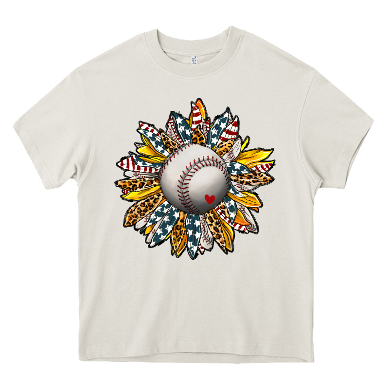 Baseball Sunflower Heavy Core Tee by CowhideDigitalArt | Teevron
