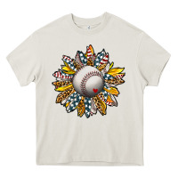 Cream Baseball Sunflower Heavy Core Tee - CowhideDigitalArt