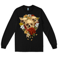 Black Triangle Flower Skeletons Long Sleeve Tee - RanaPortraitStore