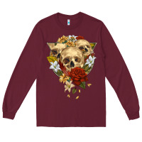 Burgundy Triangle Flower Skeletons Long Sleeve Tee - RanaPortraitStore
