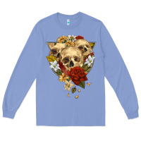 Colony Blue Triangle Flower Skeletons Long Sleeve Tee - RanaPortraitStore