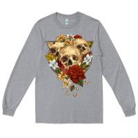 Heather Grey Triangle Flower Skeletons Long Sleeve Tee - RanaPortraitStore