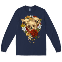 Navy Triangle Flower Skeletons Long Sleeve Tee - RanaPortraitStore