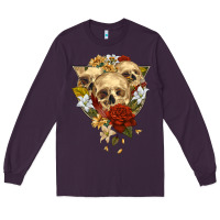 Plum Triangle Flower Skeletons Long Sleeve Tee - RanaPortraitStore