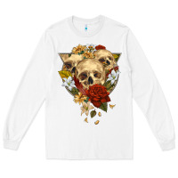 White Triangle Flower Skeletons Long Sleeve Tee - RanaPortraitStore