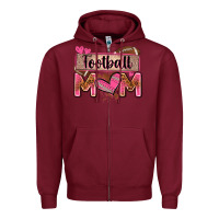 Burgundy football mom with leopard Zipper Hoodie - Zillion Design Studio