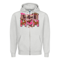 Dove Grey football mom with leopard Zipper Hoodie - Zillion Design Studio