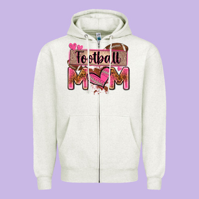 Football Mom With Leopard Zipper Hoodie Designed By Zillion Design Studio