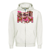 Oatmeal Heather football mom with leopard Zipper Hoodie - Zillion Design Studio