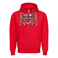 Red football mom with leopard Zipper Hoodie - Zillion Design Studio