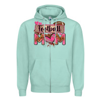 Seafoam football mom with leopard Zipper Hoodie - Zillion Design Studio