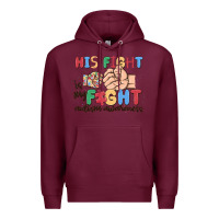 Burgundy his fight is my fight autism awareness Premium Hoodie - MaliasSmallBusiness