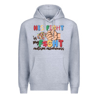 Heather Grey his fight is my fight autism awareness Premium Hoodie - MaliasSmallBusiness