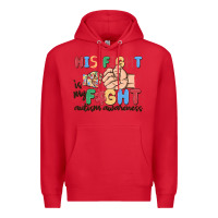 Red his fight is my fight autism awareness Premium Hoodie - MaliasSmallBusiness