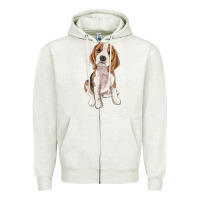 Oatmeal Heather beagle Zipper Hoodie - RanaPortraitStore