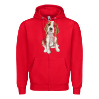 Red beagle Zipper Hoodie - RanaPortraitStore
