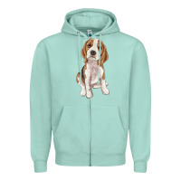 Seafoam beagle Zipper Hoodie - RanaPortraitStore