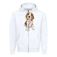White beagle Zipper Hoodie - RanaPortraitStore