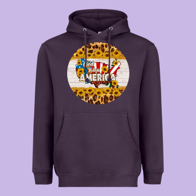 God Bless America Round Coaster Heavyweight Hoodie Designed By Hra Design Shop