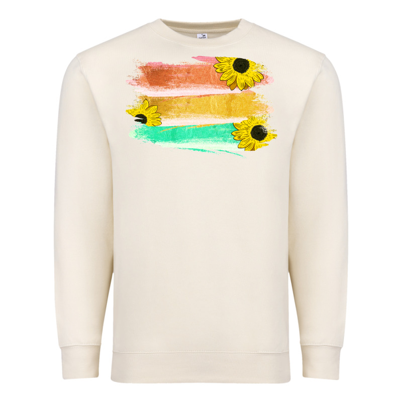 Colored Triple Sunflower Brush Strokes Premium Sweatshirt by Bettercallsaul | Teevron