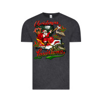 Vintage Black louisiana christmas with  afro santa Vintage Tee - BarkalooDesign