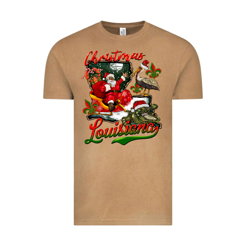 Louisiana Christmas With  Afro Santa Vintage Tee by BarkalooDesign | Teevron