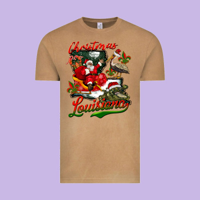 Louisiana Christmas With  Afro Santa Vintage Tee Designed By Barkaloodesign