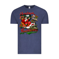 Vintage Denim louisiana christmas with  afro santa Vintage Tee - BarkalooDesign